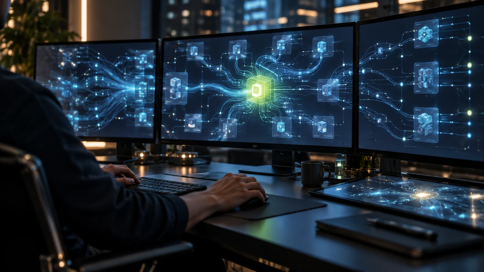 Connected process flows across workstation displays